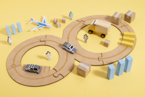 A depiction of a supply chain, which is dependent on good supplier assurance.